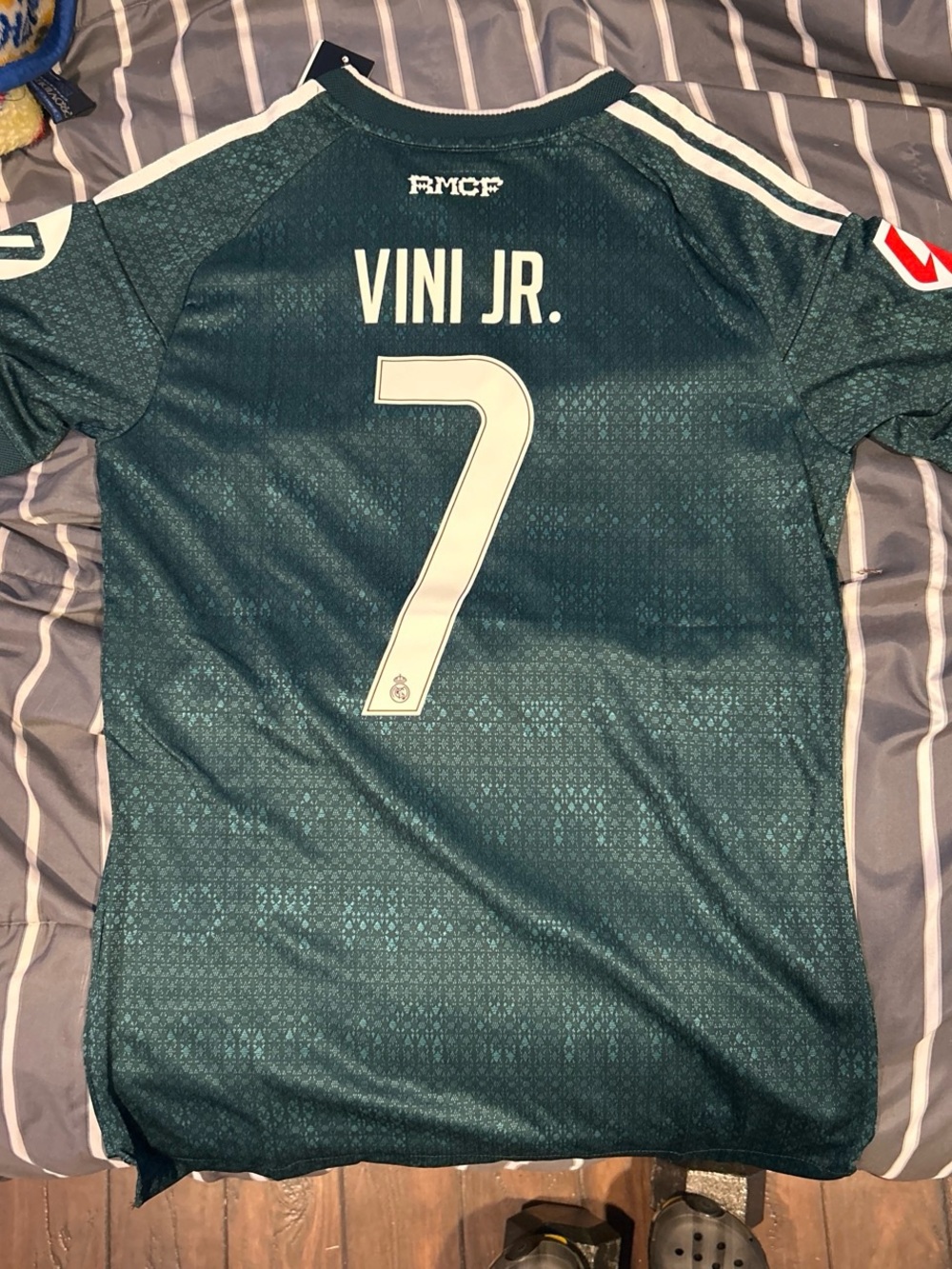 adidas Vini Jr. #7 Men's Football Jersey in Dark Teal with White Accents